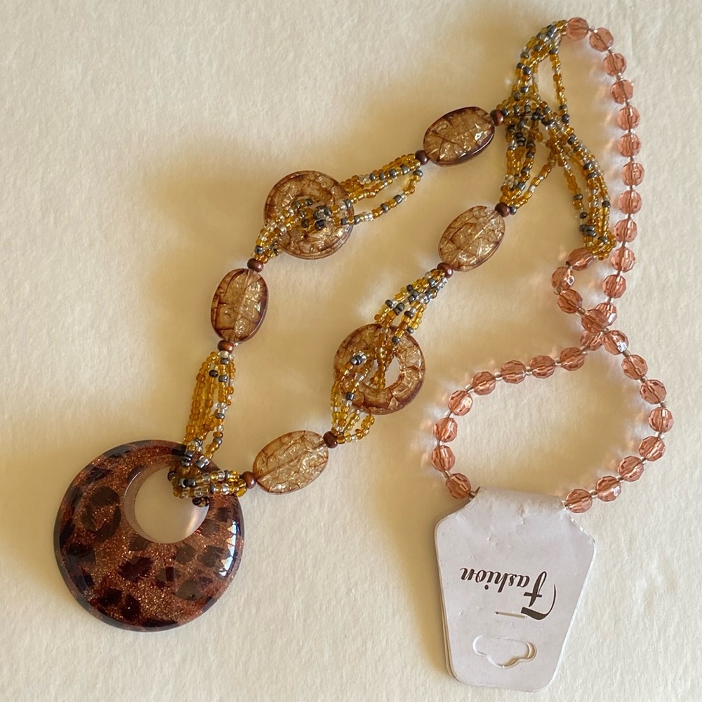 Leopard print pendant necklace
